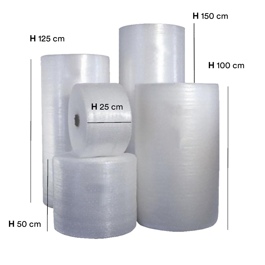 VERDELOOK Imballaggio pluriball alto 100 cm, rotolo con bolle d'aria  pellicola, bianco, per la protezione della merce